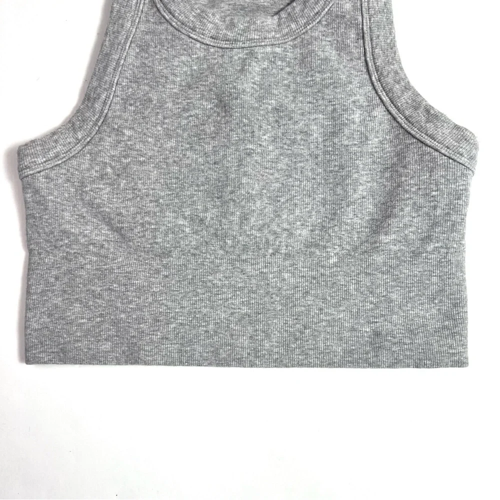 Alo Yoga Seamless Delight High Neck Bra Athletic Heather Grey